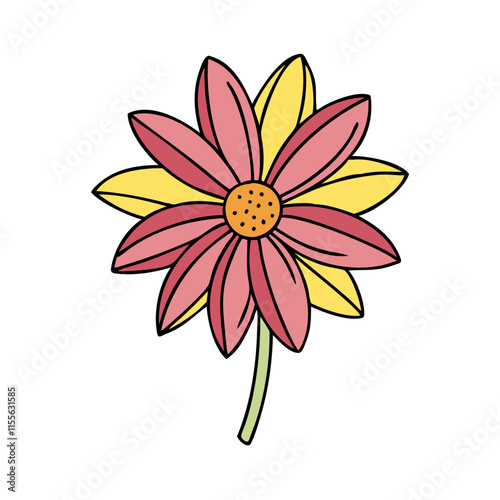 coreopsis flower illustration, flower vector art, flower icon - Minimalistic flat illustration of coreopsis flower flower, perfect for icons, logos, and floral-themed designs.


