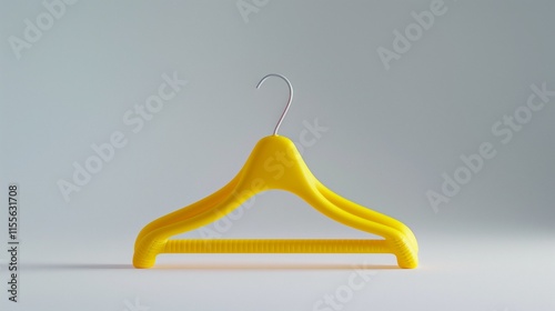 isolated yellow plastic clothes hanger on a white background is insulated. A necessary thing for the wardrobe photo