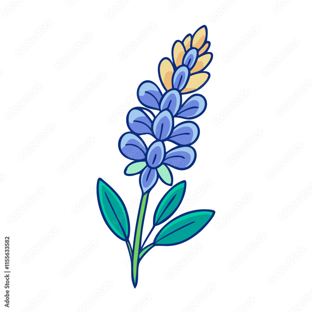 Obraz premium lupine flower illustration, flower vector art, flower icon - Minimalistic flat illustration of lupine flower flower, perfect for icons, logos, and floral-themed designs.