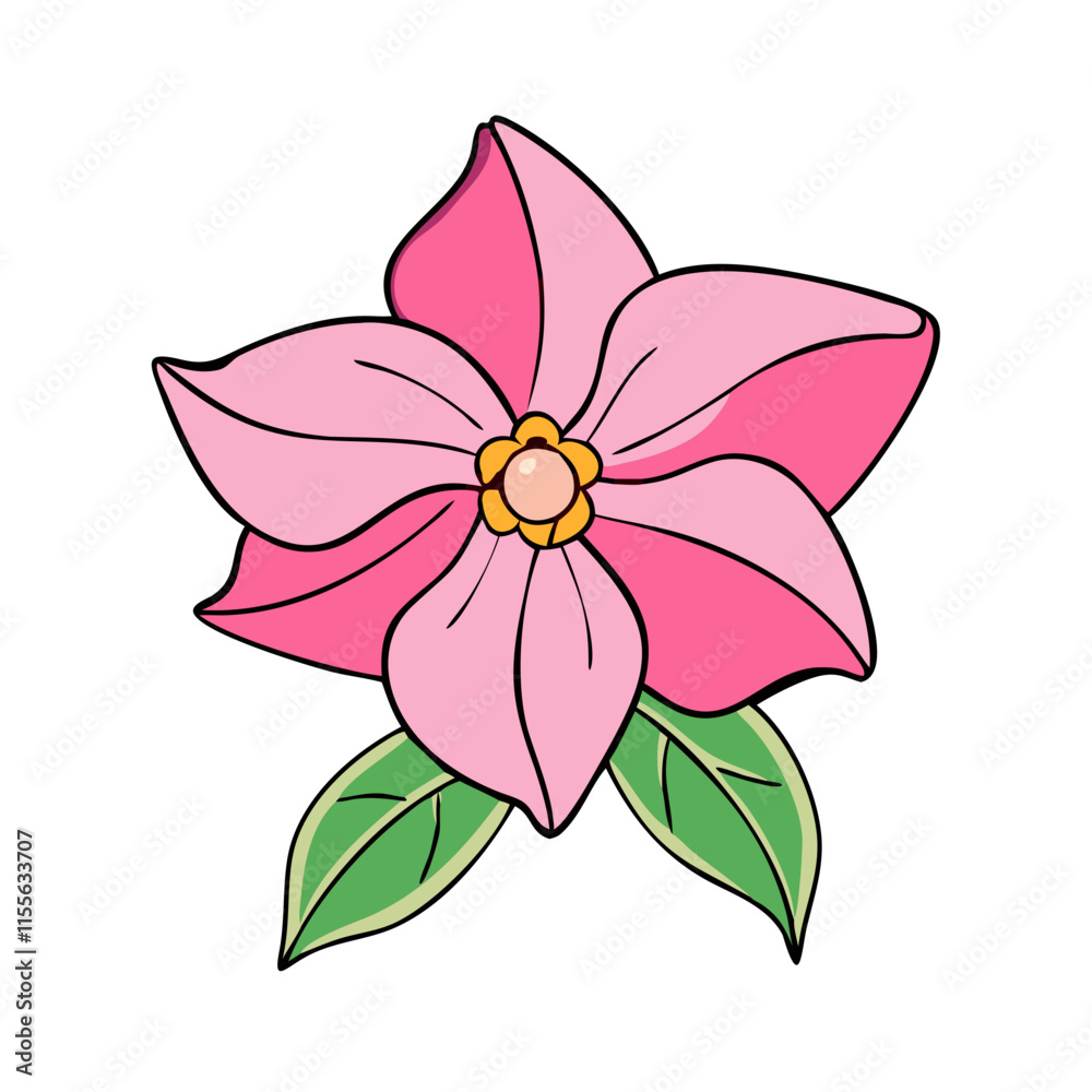 Fototapeta premium mandevilla flower illustration, flower vector art, flower icon - Minimalistic flat illustration of mandevilla flower flower, perfect for icons, logos, and floral-themed designs.