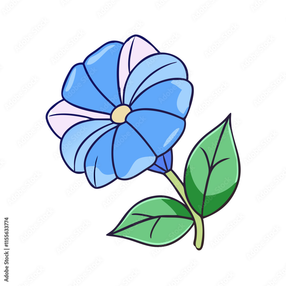 Fototapeta premium morning glory flower illustration, flower vector art, flower icon - Minimalistic flat illustration of morning glory flower flower, perfect for icons, logos, and floral-themed designs.