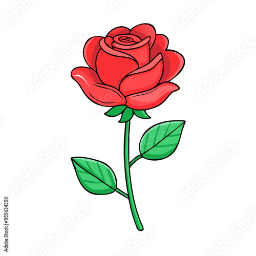 red rose flower illustration, flower vector art, flower icon - Minimalistic flat illustration of red rose flower flower, perfect for icons, logos, and floral-themed designs.

