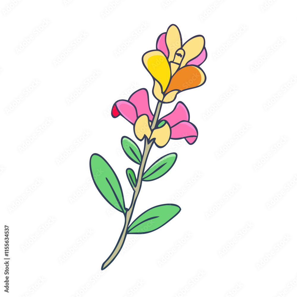 Fototapeta premium snapdragon flower illustration, flower vector art, flower icon - Minimalistic flat illustration of snapdragon flower flower, perfect for icons, logos, and floral-themed designs.