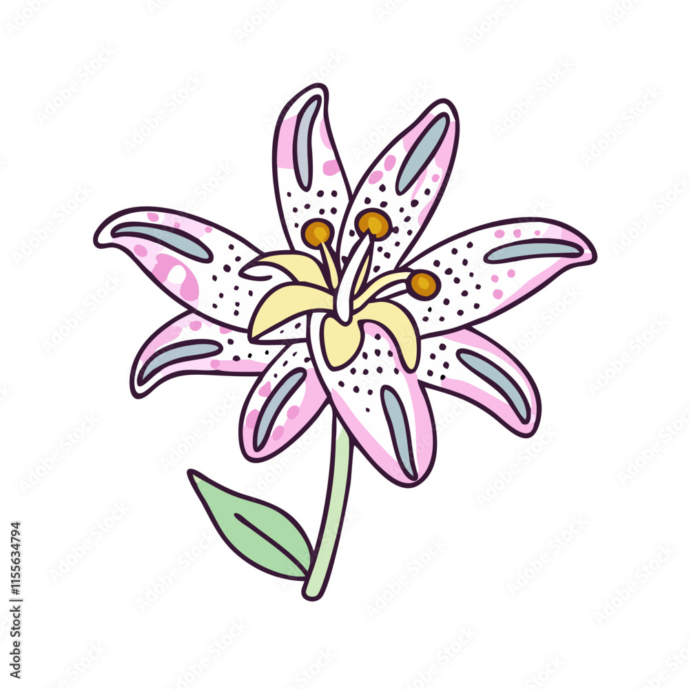 Naklejka premium toad lily flower illustration, flower vector art, flower icon - Minimalistic flat illustration of toad lily flower flower, perfect for icons, logos, and floral-themed designs.