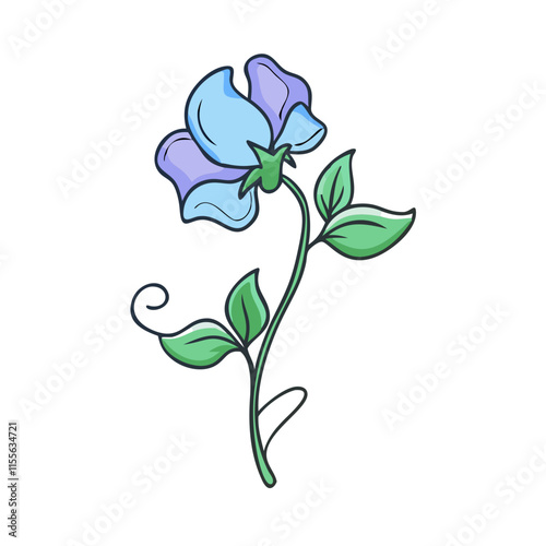 sweet pea flower illustration, flower vector art, flower icon - Minimalistic flat illustration of sweet pea flower flower, perfect for icons, logos, and floral-themed designs.

