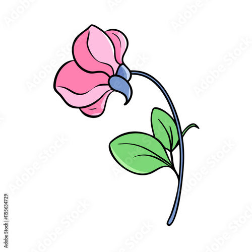 sweet pea flower illustration, flower vector art, flower icon - Minimalistic flat illustration of sweet pea flower flower, perfect for icons, logos, and floral-themed designs.


