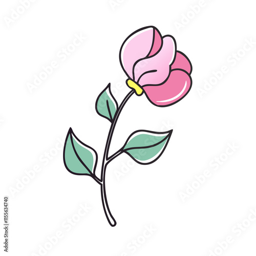 sweet pea flower illustration, flower vector art, flower icon - Minimalistic flat illustration of sweet pea flower flower, perfect for icons, logos, and floral-themed designs.

