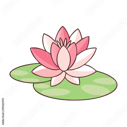 water lily flower illustration, flower vector art, flower icon - Minimalistic flat illustration of water lily flower flower, perfect for icons, logos, and floral-themed designs.

