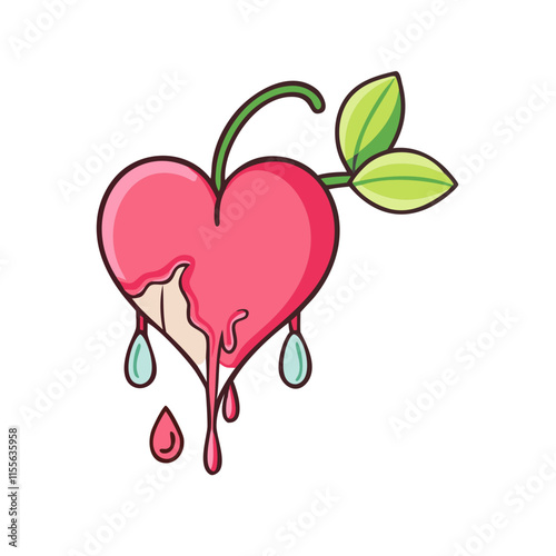 bleeding heart flower illustration, flower vector art, flower icon - Minimalistic flat illustration of bleeding heart flower flower, perfect for icons, logos, and floral-themed designs.

