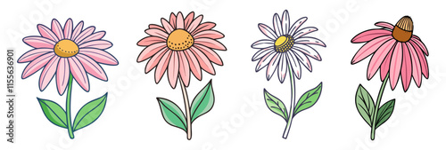 Tableau sur toile coneflower echinacea flower illustration, flower vector art, flower icon - Minimalistic flat illustration of coneflower echinacea flower flower, perfect for icons, logos, and floral-themed designs