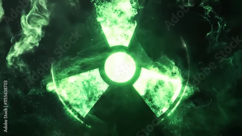 Radiation sign, radiation symbol. Green symbol