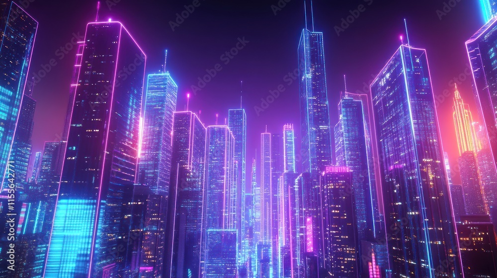 Neon Cityscape: A Futuristic Metropolis Illuminated by Vibrant Hues Neon Cityscape: A Futuristic Metropolis Illuminated by Vibrant Hues