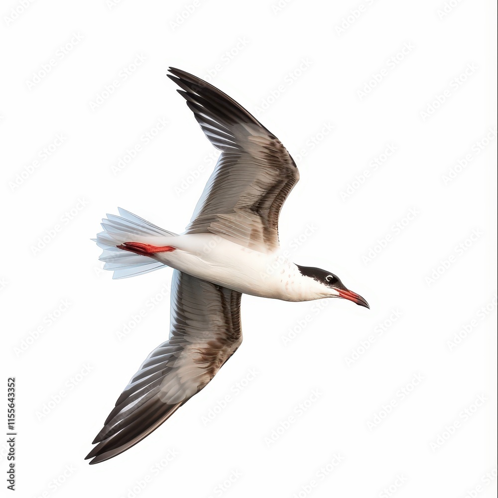 Naklejka premium A bird is flying in the sky with its wings spread wide