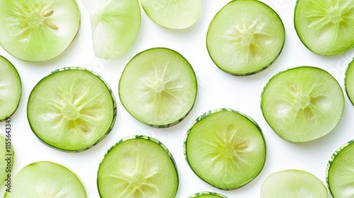 fruit pattern of fresh melon slices on white background, top view. --ar 16:9 --v 6.1 Job ID: 4fa8c342-3803-4c46-a2cb-03a1ed07e1b1 photo