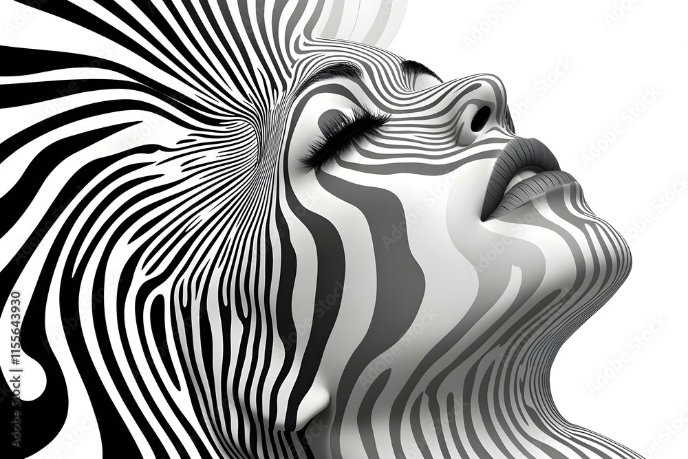 minimal poster woman silhouette waves black and white illusion movement pattern abstract minimalist contemporary art minimal poster woman silhouette waves black and white illusion movement pattern abstract minimalist contemporary art