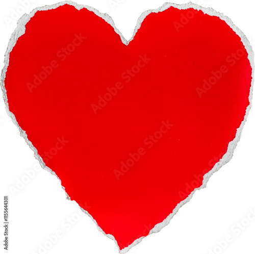 Red and White Painted Ripped Paper Heart