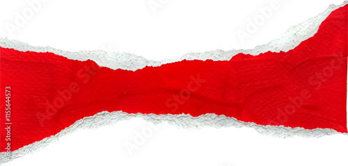 Red and White Painted Ripped Paper Piece