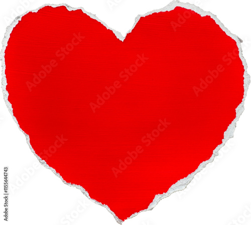 Red and White Painted Ripped Paper Heart