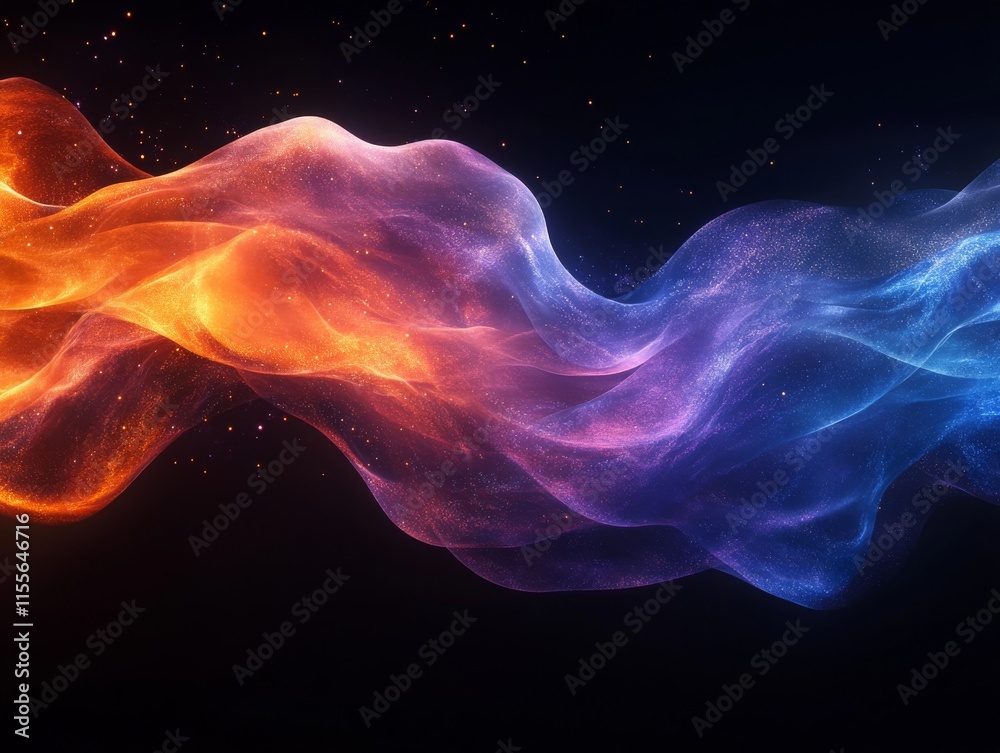 Obraz premium Dynamic soundwaves in gradient hues of orange, purple, and blue. Generate Ai