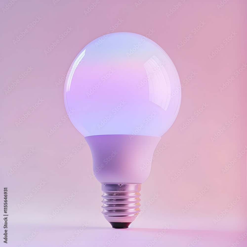 Colorful LED Light Bulb with Soft Gradient Glow Against Background Colorful LED Light Bulb with Soft Gradient Glow Against Background