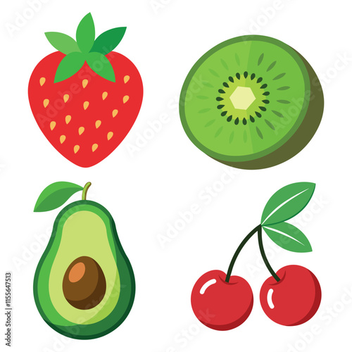 Set of Testy Fruit Vector Illustration