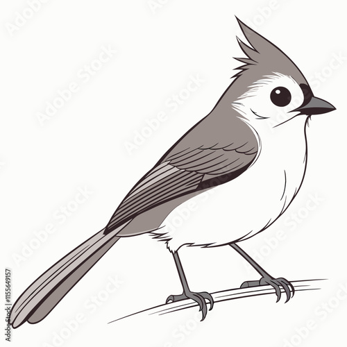 A vibrant digital illustration of a tufted titmouse, showcasing its distinctive features and lively spirit.
