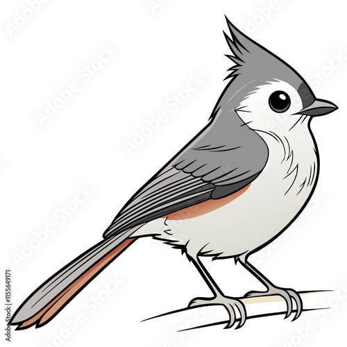 A vibrant digital illustration of a tufted titmouse, showcasing its distinctive features and lively spirit.