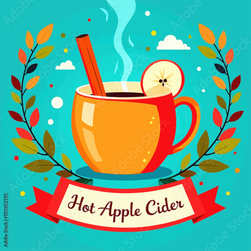 Warm Apple Cider with Cinnamon and Apple Slice