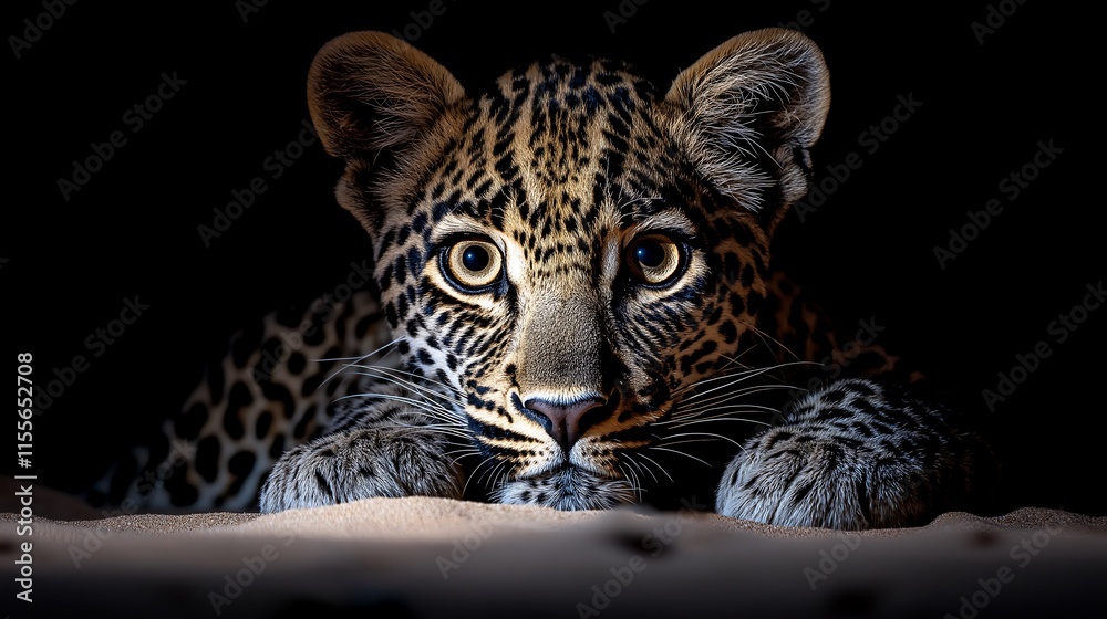 Fototapeta premium Leopard Cub Staring Intently