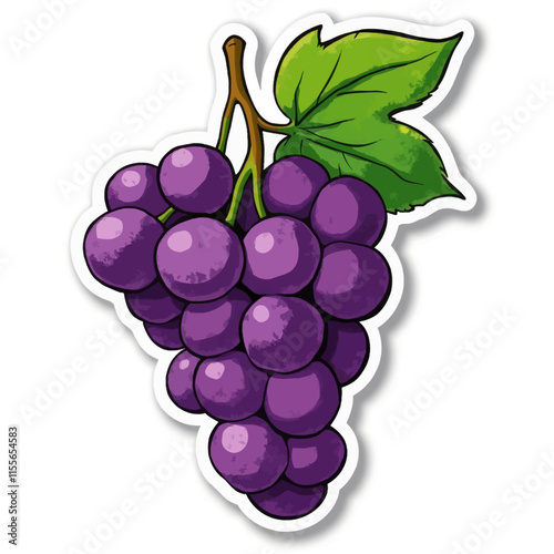 Vibrant Purple Grapes with Green Leaf