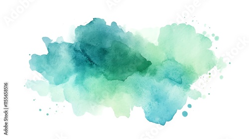 Teal and green watercolor artwork with soft gradient blending and fluid motion