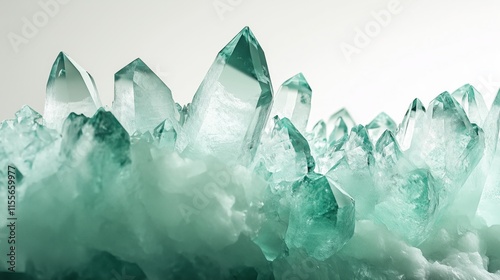 Close-Up of Natural Green Crystals with White Background - Made with Generative AI photo