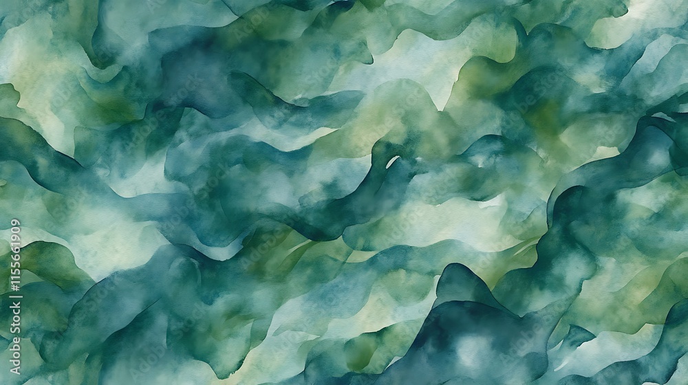 Abstract watercolor wash featuring teal and green flowing seamlessly into natural patterns Abstract watercolor wash featuring teal and green flowing seamlessly into natural patterns