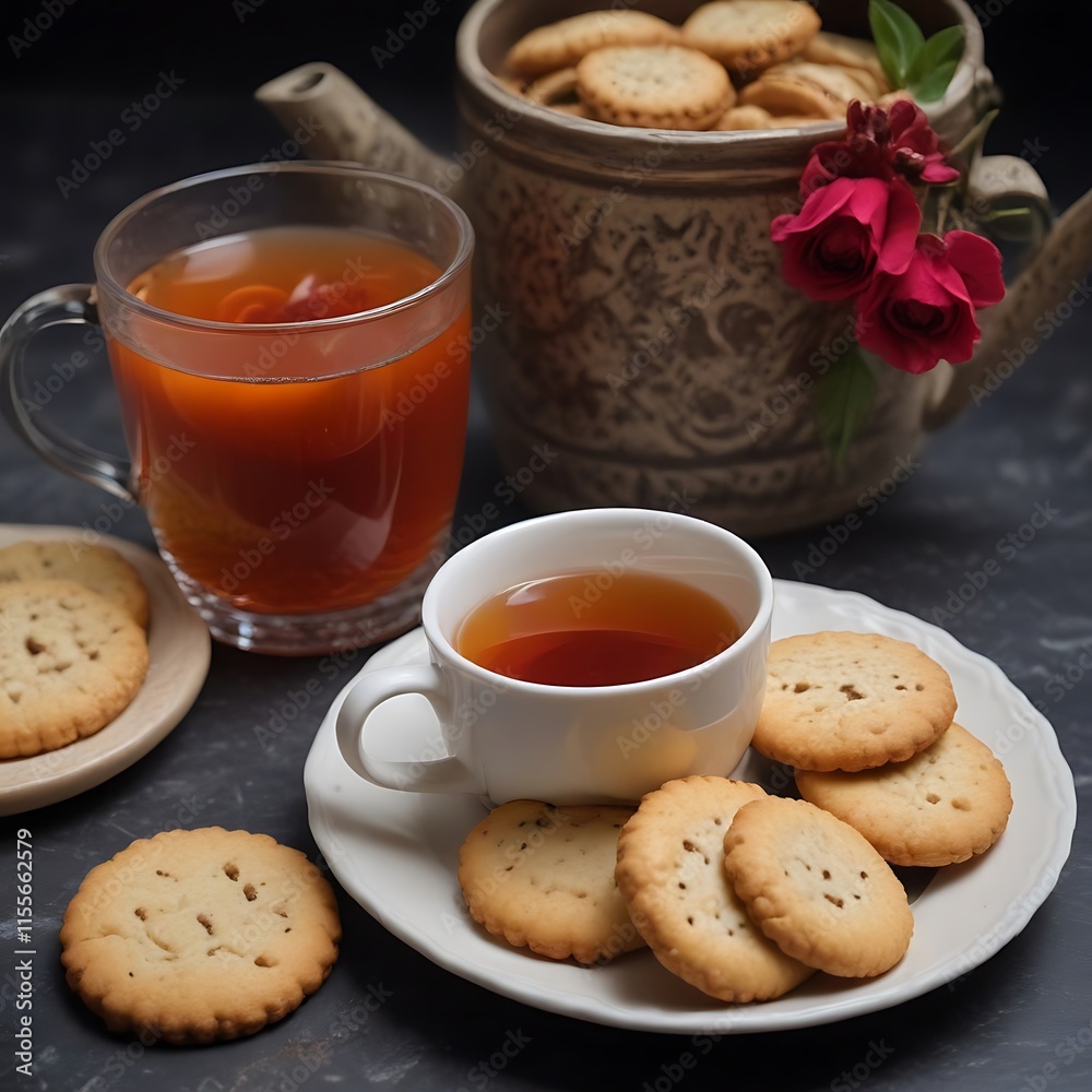Cup of tea with cookies Cup of tea with cookies