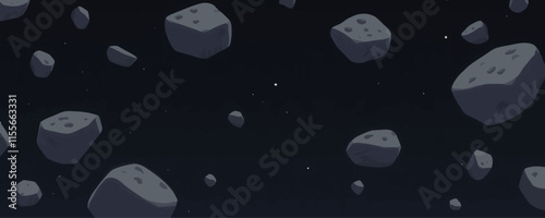 Space Rocks Floating in Darkness