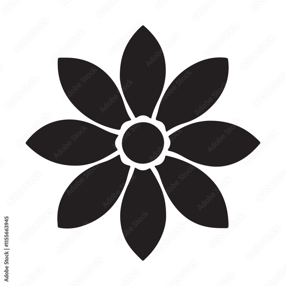 black flower icon set vector silhouette black flower icon set vector silhouette