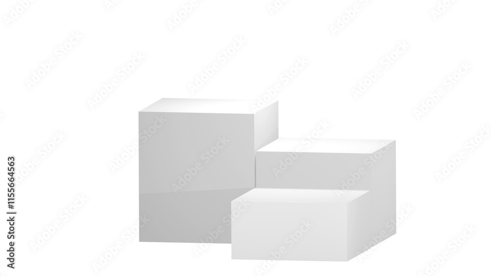3D three white pedestal layer product stand podium display on clean background transparent 3D three white pedestal layer product stand podium display on clean background transparent