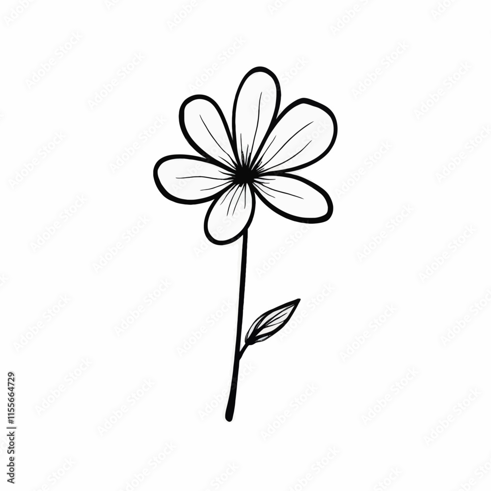 Simple Line Drawing of a Flower Simple Line Drawing of a Flower