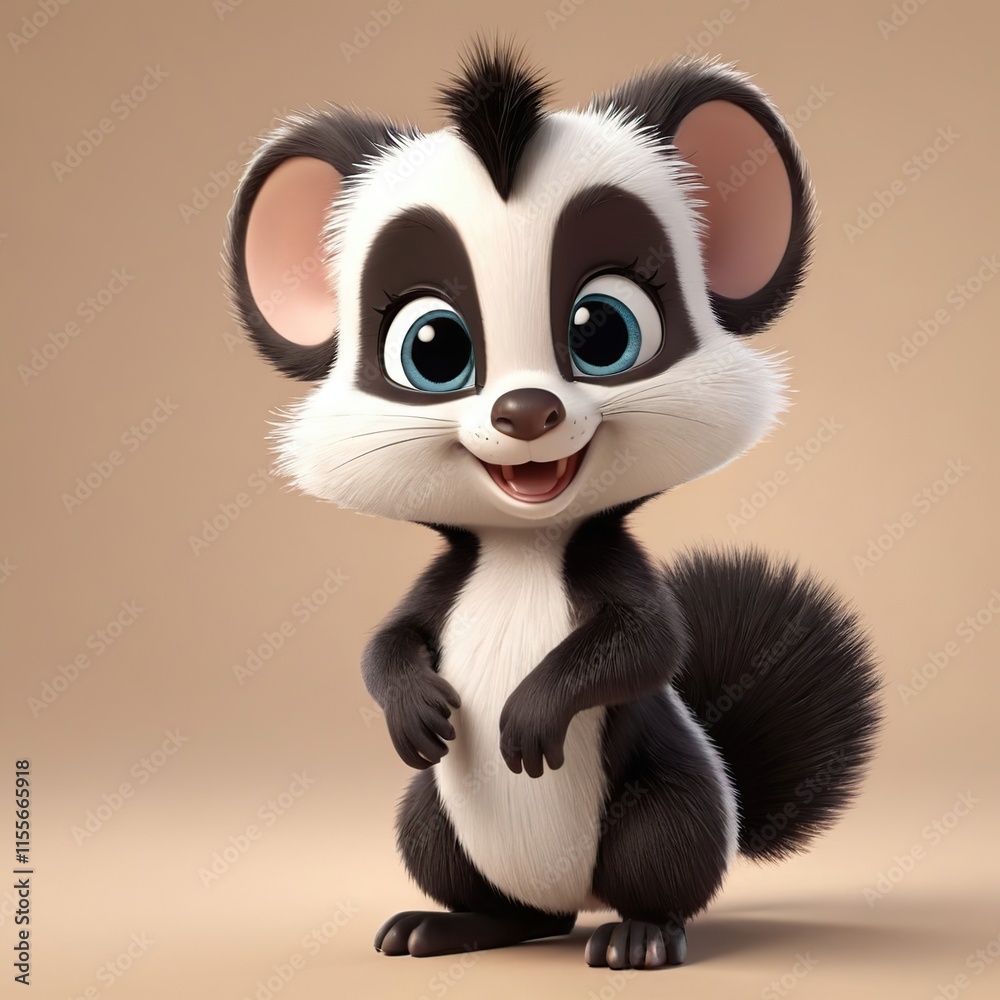 Cute little skunk smiling happily..Skunk Cute little skunk smiling happily..Skunk
