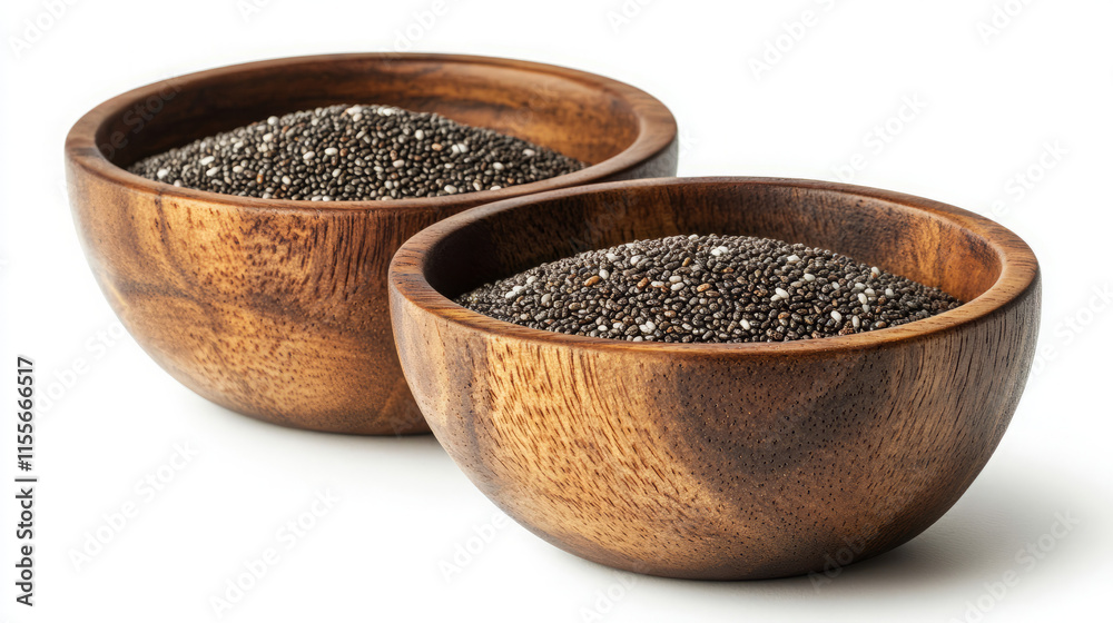 Chia Seeds in Wooden Bowls: A Visual Delight of Nutrition and Health