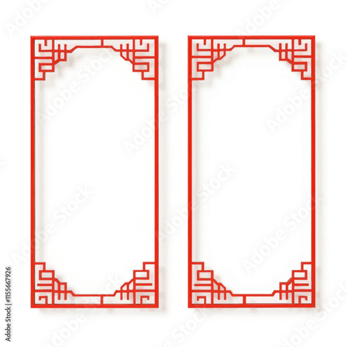 Red Geometric Frames with Asian Influence