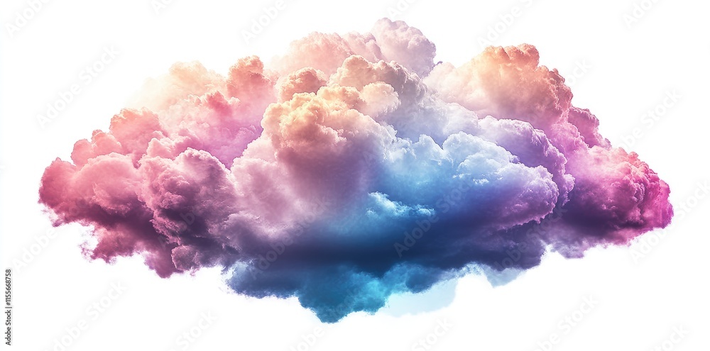 Fototapeta premium A vibrant, colorful cloud formation with a gradient of pink, purple, and blue hues.