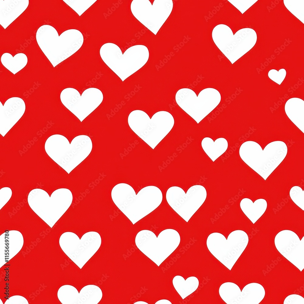 Seamless Pattern of White Hearts on Vibrant Red Background for Textiles, Paper Crafts, Decorations, and Festive Designs to Enhance Romantic and Playful Themes Seamless Pattern of White Hearts on Vibrant Red Background for Textiles, Paper Crafts, Decorations, and Festive Designs to Enhance Romantic and Playful Themes