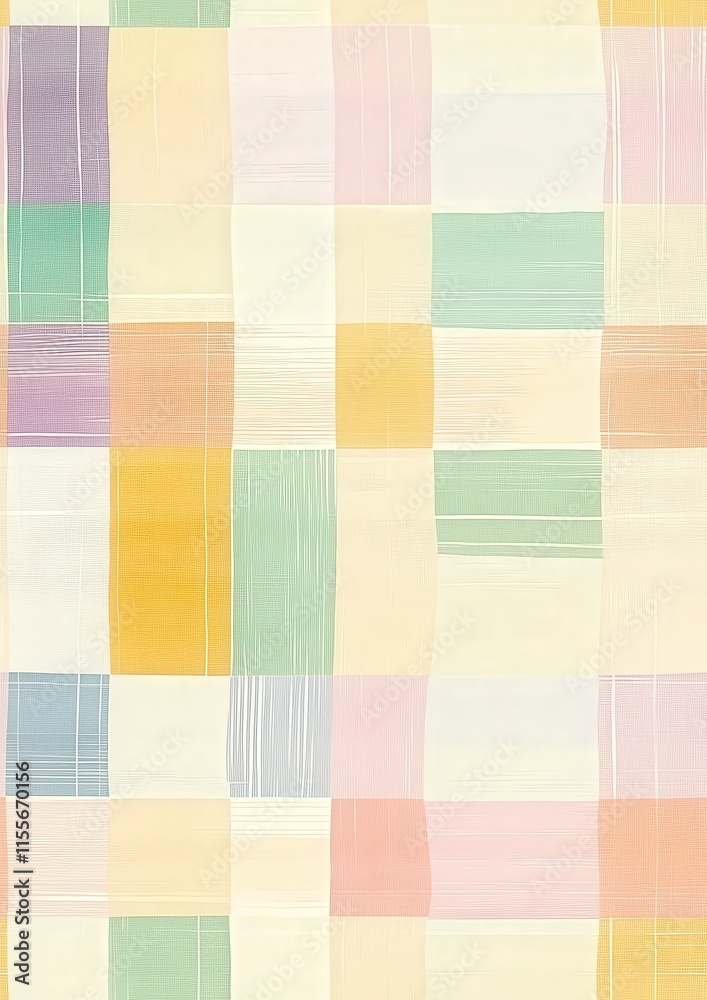Fototapeta premium Large Pastel Checkered Pattern in Soft Colors Perfect for Backgrounds and Textiles, Ideal for Modern Designs and Creative Projects, Subtle and Elegant Aesthetic