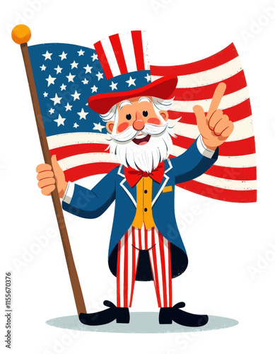 Patriotic Uncle Sam with Flag