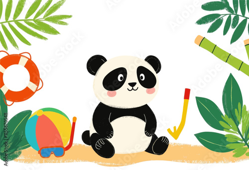 Panda Enjoying Beach Day