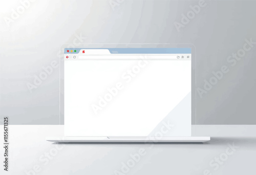 Open Laptop on White Desk with Browser