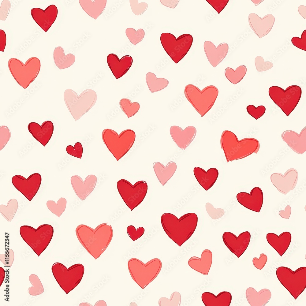 Seamless Pattern of Small Red and Pink Hearts on a Soft Background, Ideal for Valentine’s Day Designs, Scrapbooking, and Cute Textiles Seamless Pattern of Small Red and Pink Hearts on a Soft Background, Ideal for Valentine’s Day Designs, Scrapbooking, and Cute Textiles
