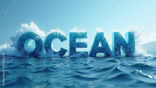 Wallpaper Mural Waves form the word ocean, symbolizing the beauty and need for marine protection and conservation efforts Torontodigital.ca