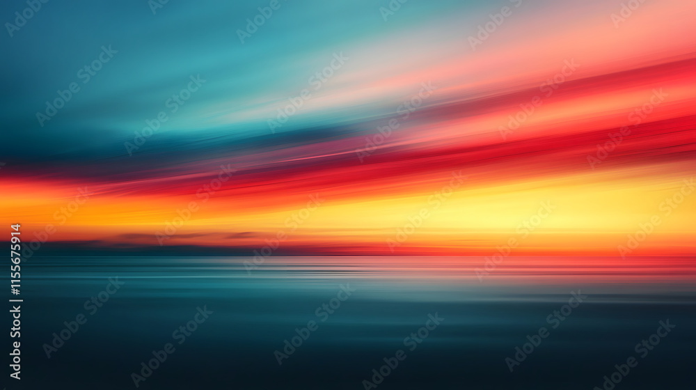 Abstract Seascape with Vivid Sunset Hues Abstract Seascape with Vivid Sunset Hues